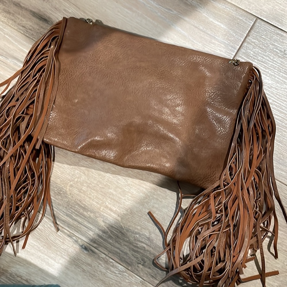 3am Forever Cognac Leather Tassel Fringe Purse View 6